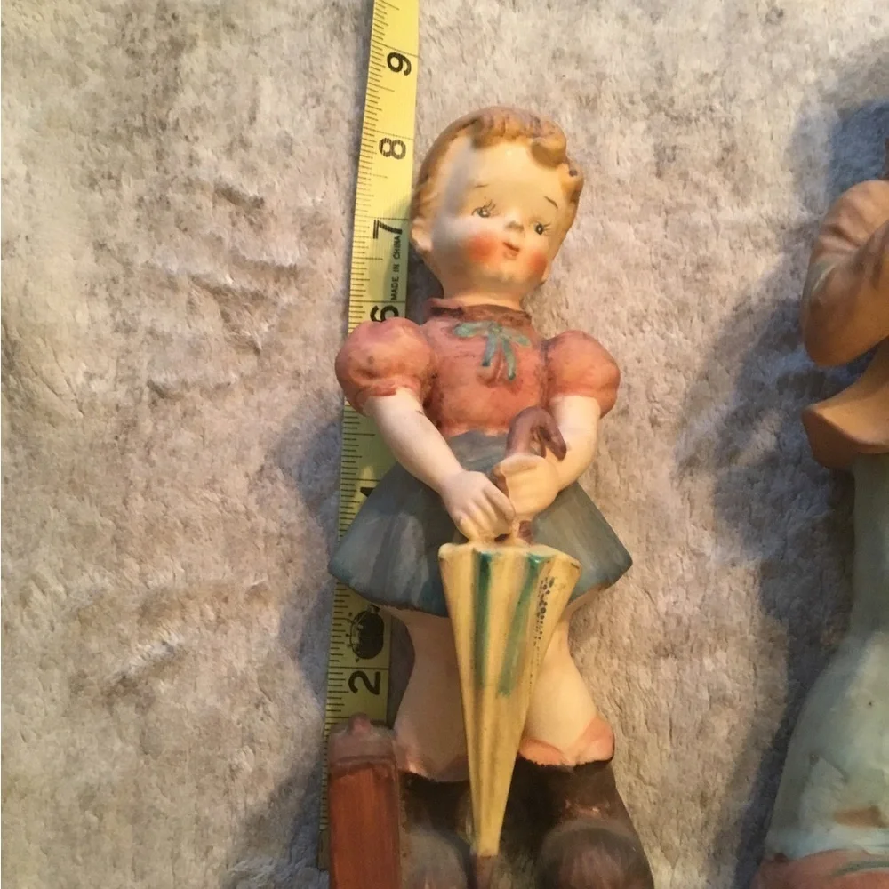Charming Vintage Figurine Set - Boy and Girl with Dog Japanese Vintage